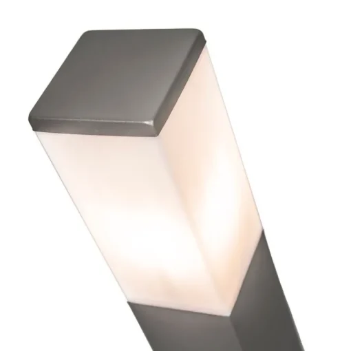 QAZQA Moderne buitenlamp paal donkergrijs met opaal 45 cm IP44 - Malios