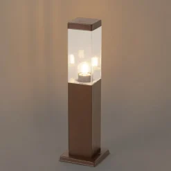 QAZQA Moderne buitenlamp paal roestbruin 45 cm - Malios