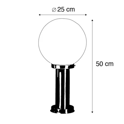 QAZQA Moderne buitenlamp paal staal RVS 50 cm - Sfera