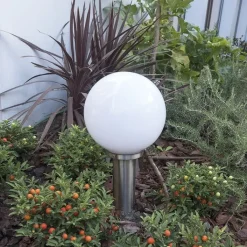 QAZQA Moderne buitenlamp paal staal RVS 50 cm - Sfera