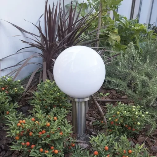 QAZQA Moderne buitenlamp paal staal RVS 50 cm - Sfera