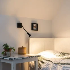 QAZQA Moderne flexibele wandlamp USB zwart - Zeno