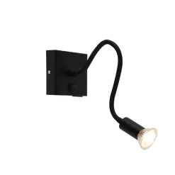 QAZQA Moderne flexibele wandlamp USB zwart - Zeno