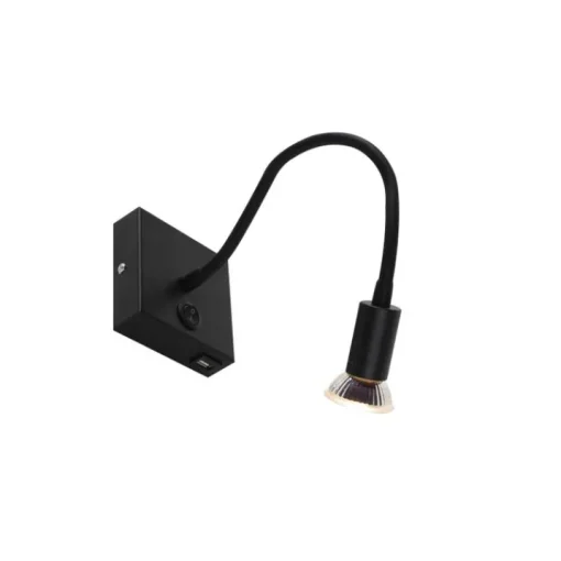 QAZQA Moderne flexibele wandlamp USB zwart - Zeno