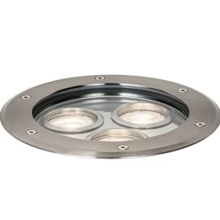 QAZQA Moderne grondspot staal 3-lichts IP65 - Tribus