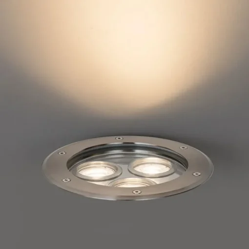 QAZQA Moderne grondspot staal 3-lichts IP65 - Tribus