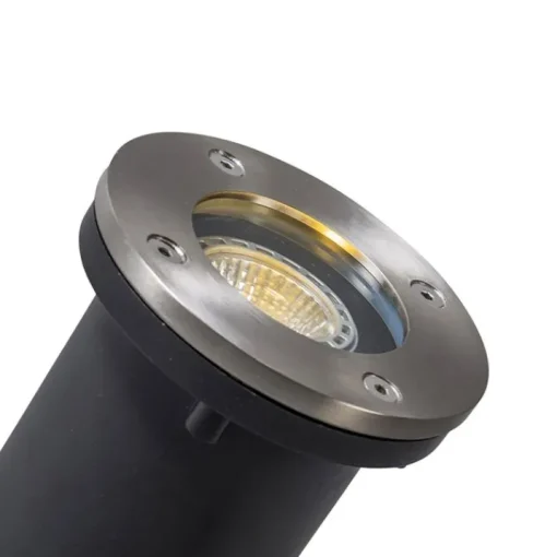 QAZQA Moderne grondspot staal RVS - Basic Round