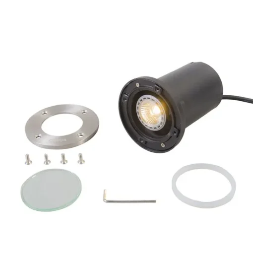QAZQA Moderne grondspot staal RVS - Basic Round
