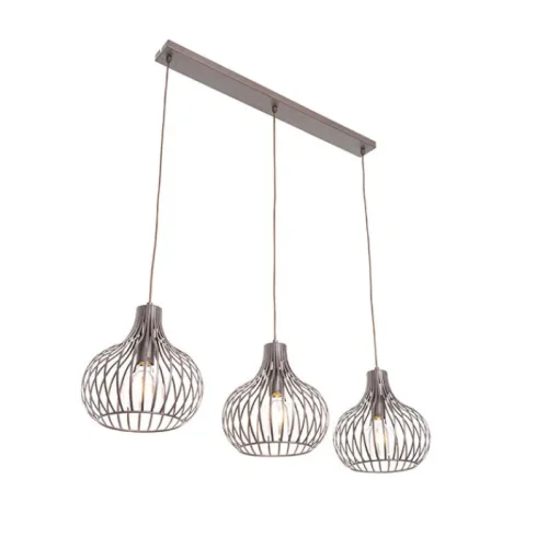 QAZQA Moderne hanglamp bruin langwerpig 3-lichts - Saffira