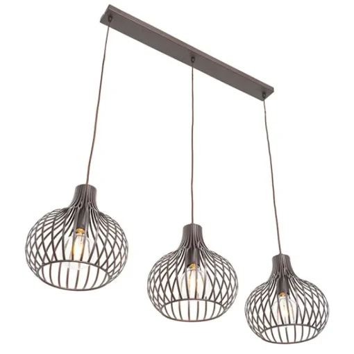 QAZQA Moderne hanglamp bruin langwerpig 3-lichts - Saffira