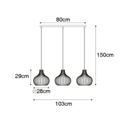 QAZQA Moderne hanglamp bruin langwerpig 3-lichts - Saffira