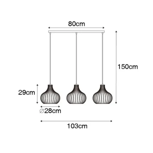 QAZQA Moderne hanglamp bruin langwerpig 3-lichts - Saffira