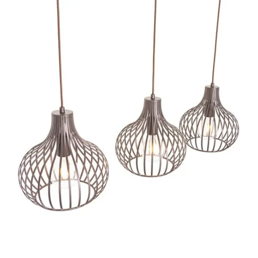 QAZQA Moderne hanglamp bruin langwerpig 3-lichts - Saffira
