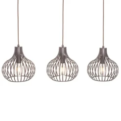 QAZQA Moderne hanglamp bruin langwerpig 3-lichts - Saffira