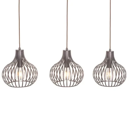 QAZQA Moderne hanglamp bruin langwerpig 3-lichts - Saffira