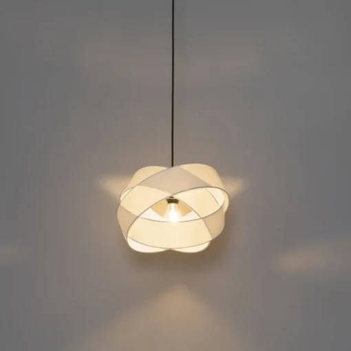 QAZQA Moderne hanglamp wit met zwart - Cloth