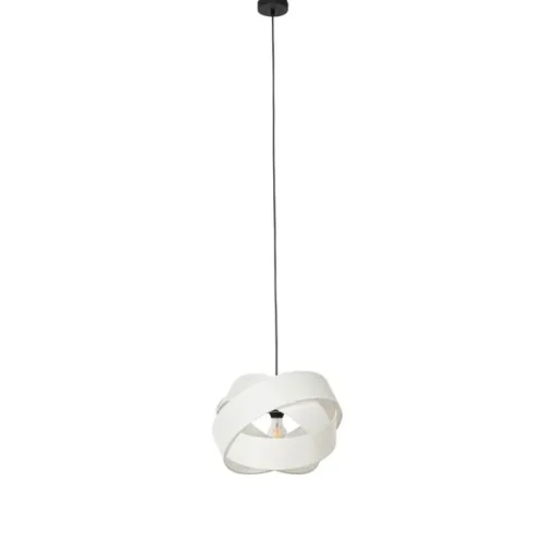 QAZQA Moderne hanglamp wit met zwart - Cloth
