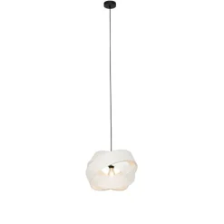 QAZQA Moderne hanglamp wit met zwart - Cloth