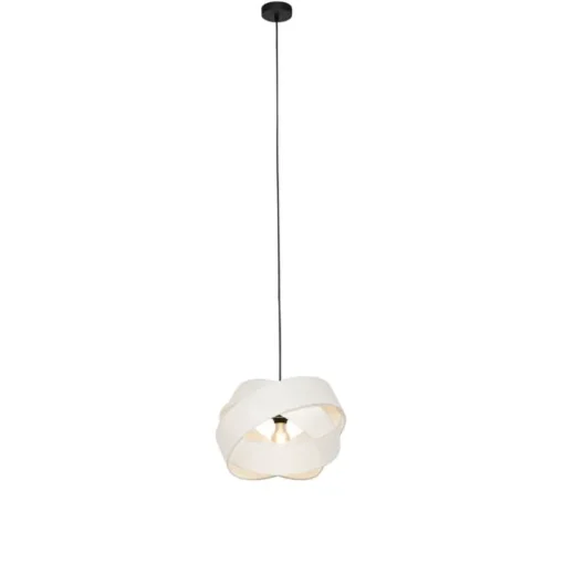 QAZQA Moderne hanglamp wit met zwart - Cloth