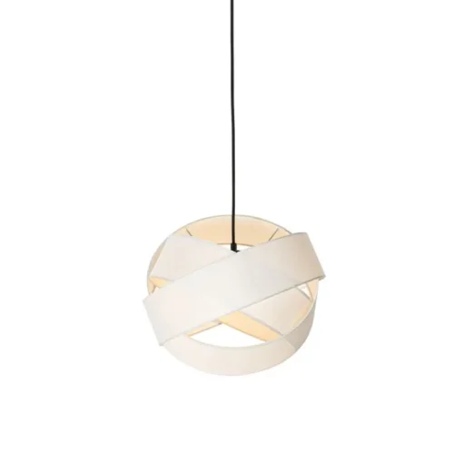 QAZQA Moderne hanglamp wit met zwart - Cloth