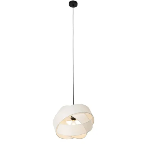 QAZQA Moderne hanglamp wit met zwart - Cloth