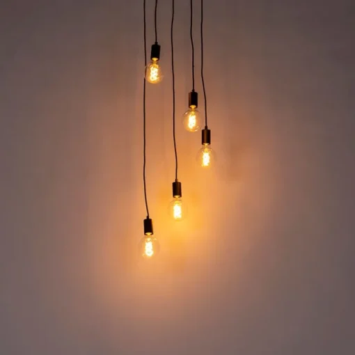 QAZQA Moderne hanglamp zwart 35 cm 5-lichts - Facil