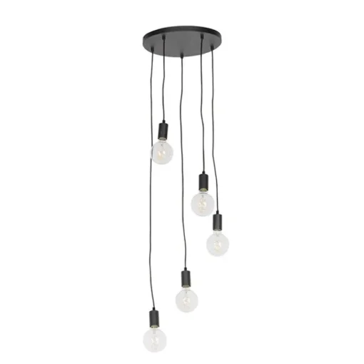 QAZQA Moderne hanglamp zwart 35 cm 5-lichts - Facil