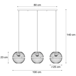 Honsel Moderne hanglamp zwart 3-lichts - Sphaera