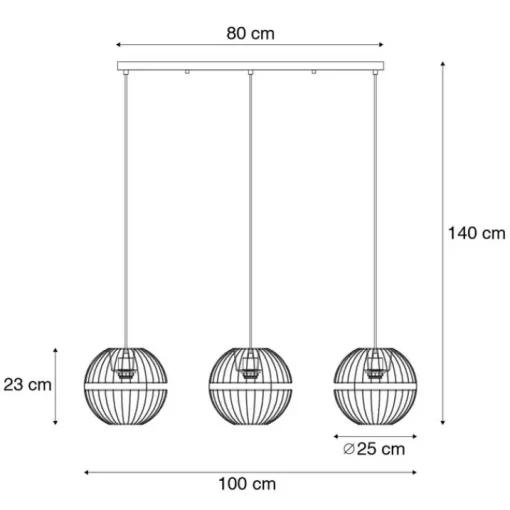 Honsel Moderne hanglamp zwart 3-lichts - Sphaera