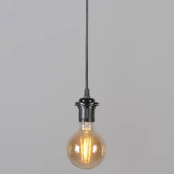 QAZQA Moderne hanglamp zwart met witte kap 45 cm - Pendel