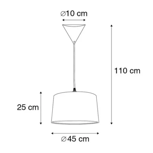 QAZQA Moderne hanglamp zwart met witte kap 45 cm - Pendel