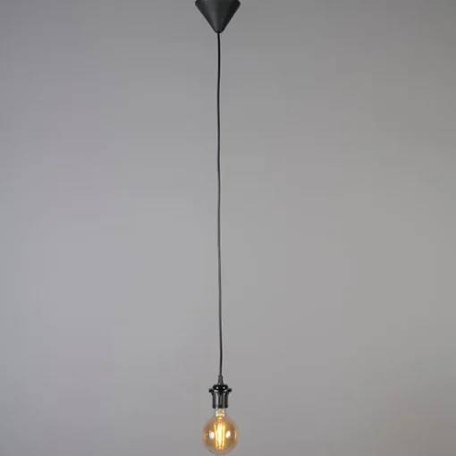 QAZQA Moderne hanglamp zwart met witte kap 45 cm - Pendel