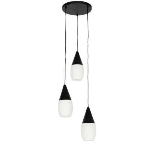 QAZQA Moderne hanglamp zwart met opaal glas 3-lichts - Drop