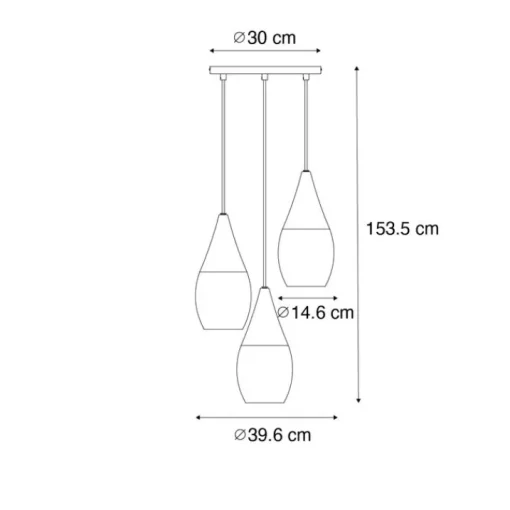 QAZQA Moderne hanglamp zwart met opaal glas 3-lichts - Drop
