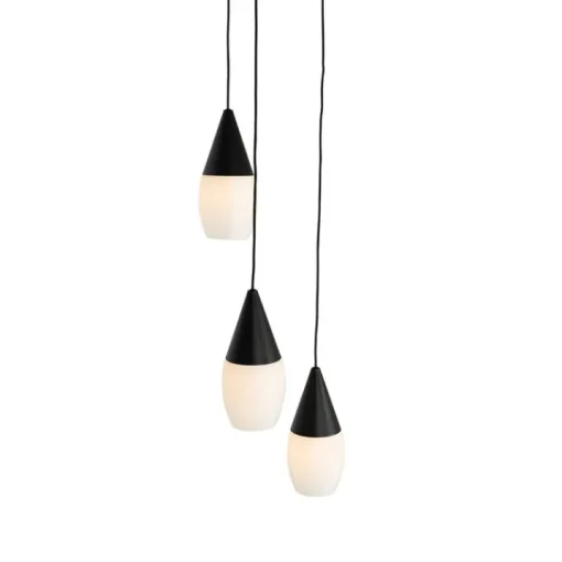 QAZQA Moderne hanglamp zwart met opaal glas 3-lichts - Drop