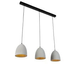 Paul Neuhaus Moderne hanglamp zwart met grijs beton 3-lichts - Eton