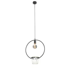 QAZQA Moderne hanglamp zwart met glas rond - Roslini