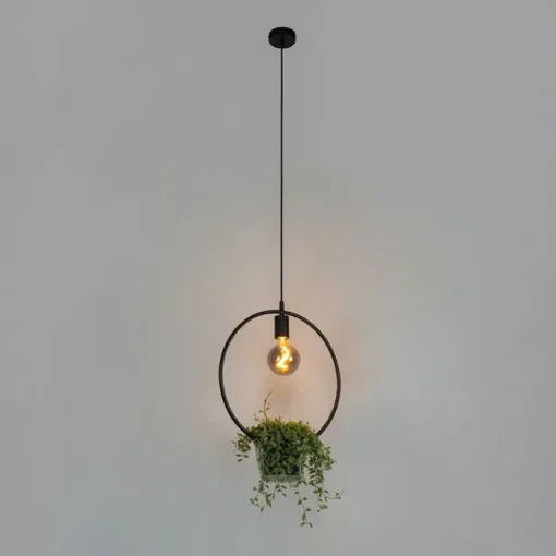 QAZQA Moderne hanglamp zwart met glas rond - Roslini
