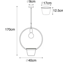 QAZQA Moderne hanglamp zwart met glas rond - Roslini