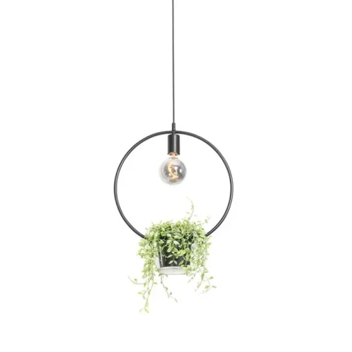 QAZQA Moderne hanglamp zwart met glas rond - Roslini