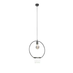 QAZQA Moderne hanglamp zwart met glas rond - Roslini