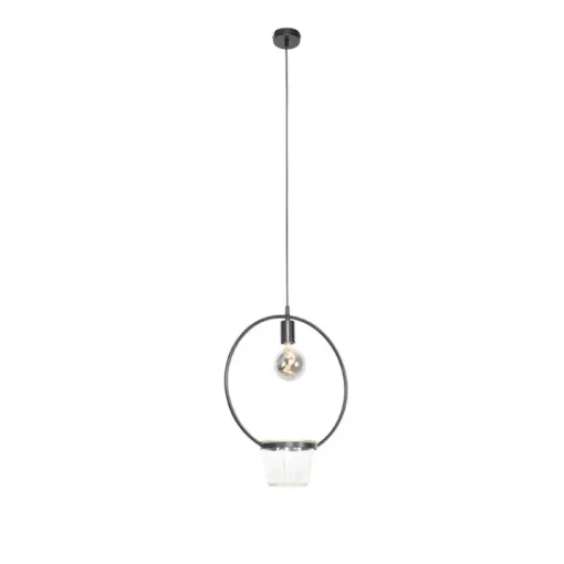 QAZQA Moderne hanglamp zwart met glas rond - Roslini