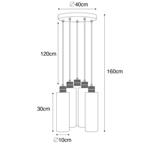 QAZQA Moderne hanglamp zwart met smoke glas 5-lichts - Stavelot