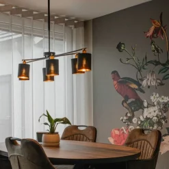 QAZQA Moderne hanglamp zwart verstelbaar 6-lichts - Lofty