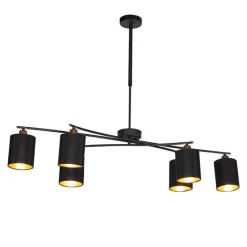 QAZQA Moderne hanglamp zwart verstelbaar 6-lichts - Lofty