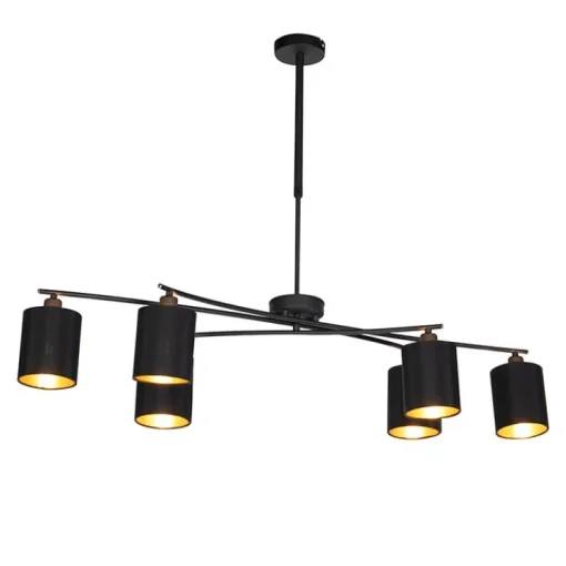 QAZQA Moderne hanglamp zwart verstelbaar 6-lichts - Lofty