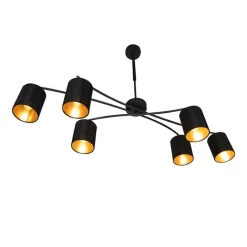 QAZQA Moderne hanglamp zwart verstelbaar 6-lichts - Lofty