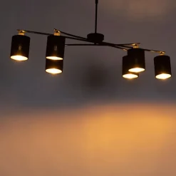 QAZQA Moderne hanglamp zwart verstelbaar 6-lichts - Lofty