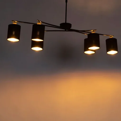 QAZQA Moderne hanglamp zwart verstelbaar 6-lichts - Lofty