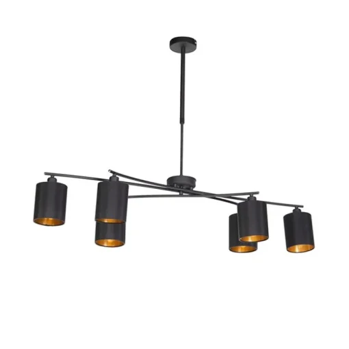 QAZQA Moderne hanglamp zwart verstelbaar 6-lichts - Lofty